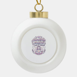 Unicorn Namastay Magical Adorable Typography Desig Ceramic Ball Christmas Ornament