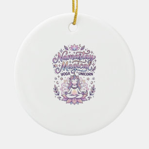 Unicorn Namastay Magical Adorable Typography Desig Ceramic Tree Decoration