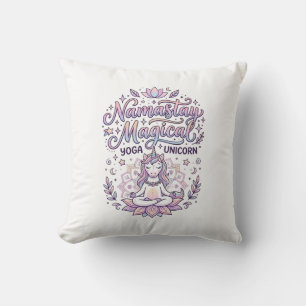 Unicorn Namastay Magical Adorable Typography Desig Cushion
