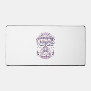 Unicorn Namastay Magical Adorable Typography Desig Desk Mat
