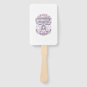 Unicorn Namastay Magical Adorable Typography Desig Hand Fan
