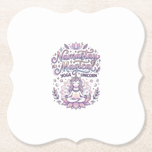 Unicorn Namastay Magical Adorable Typography Desig Paper Coaster