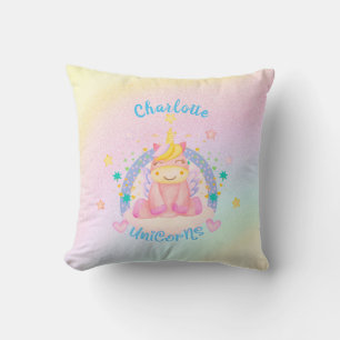   Unicorn Name Nursery Kids Room Decor Rainbow Cushion