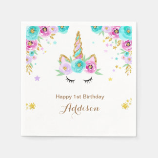 Unicorn napkins with flowers
