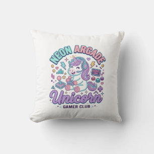 Unicorn Neon Arcade Unicorn Retro Style Product Gr Cushion