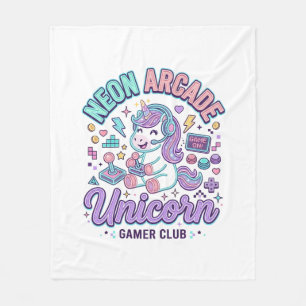 Unicorn Neon Arcade Unicorn Retro Style Product Gr Fleece Blanket