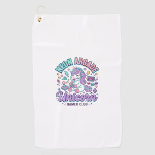 Unicorn Neon Arcade Unicorn Retro Style Product Gr Golf Towel