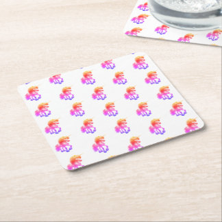 Unicorn Neon Square Paper Coaster