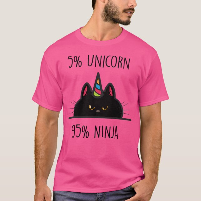 Unicorn Ninja Cat T-Shirt (Front)
