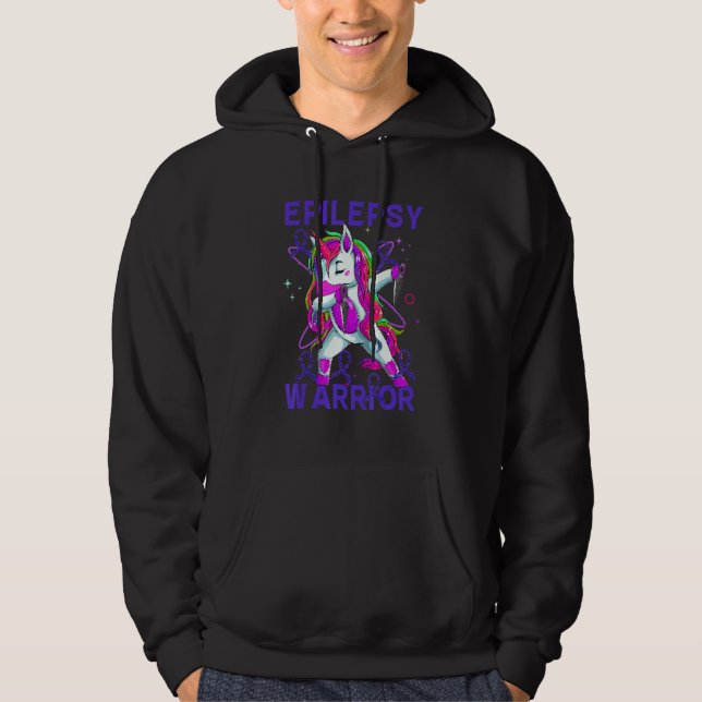 Unicorn Ninja Epilepsy Warrior Epilepsy Awareness  Hoodie (Front)