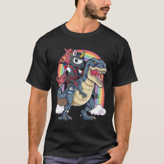 Unicorn Ninja Riding Dinosaur T-Shirt