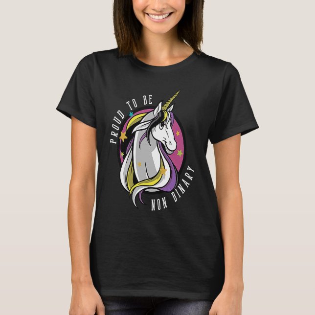 Unicorn Nonbinary Pride Enby Genderqueer Non Binar T-Shirt (Front)