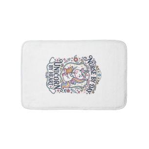 Unicorn Nurse by Day Unicorn by Heart White Backgr Bath Mat
