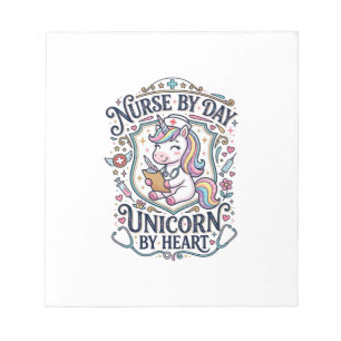 Unicorn Nurse by Day Unicorn by Heart White Backgr Notepad