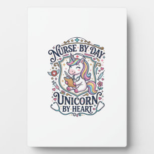 Unicorn Nurse by Day Unicorn by Heart White Backgr Plaque