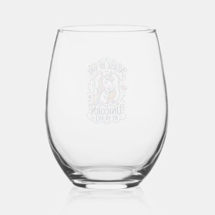 Unicorn Nurse by Day Unicorn by Heart White Backgr Stemless Wine Glass