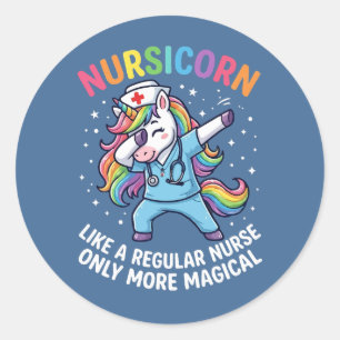 Unicorn Nurse Energy Bright and Magical Classic Round Sticker