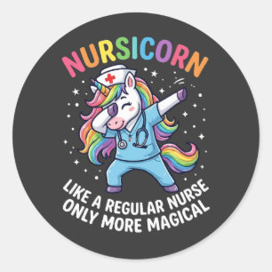 Unicorn Nurse Energy Bright and Magical Classic Round Sticker