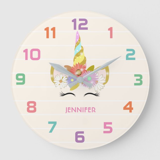 Unicorn Nursery Decor Wall Clock (Front)
