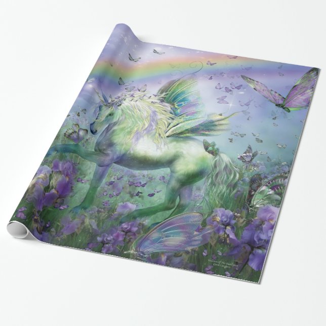 Unicorn Of The Butterflies Art Gift Wrap (Unrolled)