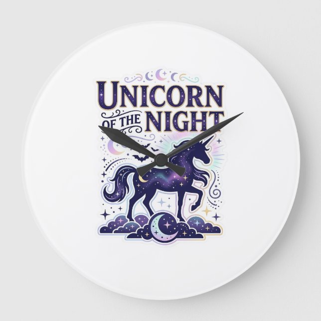 Unicorn of the Night Graphic Design Zazzle Design_ Large Clock (Front)