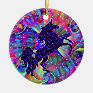 UNICORN OF THE UNIVERSE multicolored Ceramic Tree Decoration
