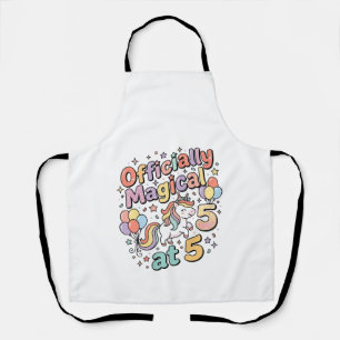 Unicorn Officially Magical at 5 Whimsical White Ba Apron