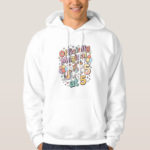 Unicorn Officially Magical at 5 Whimsical White Ba Hoodie