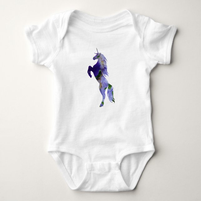Unicorn  Old Scooter Baby Jersey Bodysuit, White Baby Bodysuit (Front)
