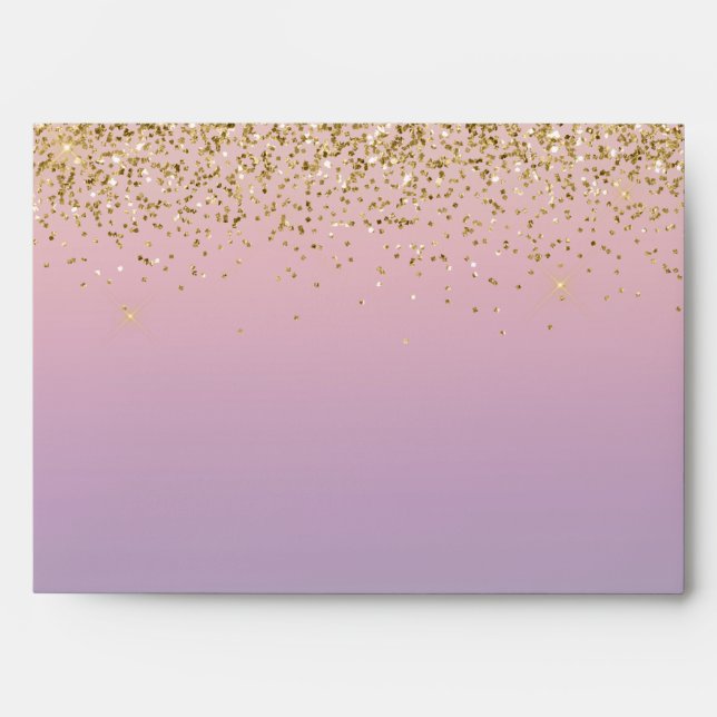 Unicorn Ombre Gold Glitter Envelope (Front)