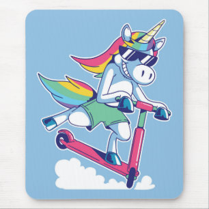 Unicorn on a Scooter Mouse Pad