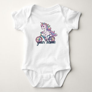 Unicorn on bike baby bodysuit