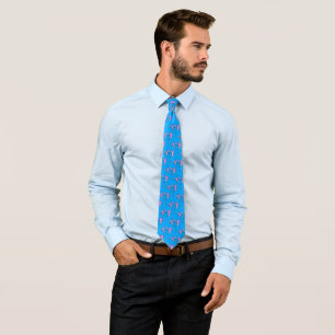 Unicorn on Blue Satin Pattern Tie
