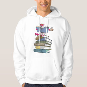 Unicorn on Books Drinking Coffee Unicor Hoodie