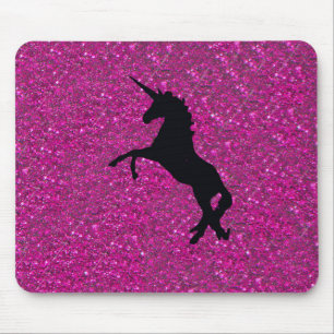 unicorn on pink glitter mouse pad