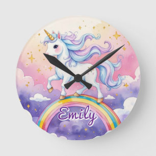 Unicorn on Rainbow Editable Name Clock