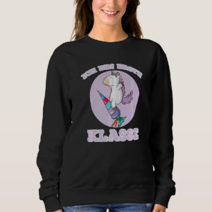 Unicorn on school bag I am first class school enro Sweatshirt