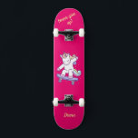 Unicorn on skateboard for kids<br><div class="desc">Unicorn on skateboard with personalised captions Unicorn Personalised Skateboard CLICK on PERSONALIZE TEMPLATE OPTION AND ENTER the NAME. you can also custom other captions. Cool skateboard designed with vivid colours and for the background and a funky unicorn riding a skateboard. This Skateboard makes a great gift idea for a unicorn...</div>