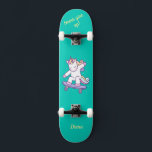 Unicorn on skateboard for kids<br><div class="desc">Unicorn on skateboard with personalised captions Unicorn Personalised Skateboard CLICK on PERSONALIZE TEMPLATE OPTION AND ENTER the NAME. you can also custom other captions. Cool skateboard designed with vivid colours and for the background and a funky unicorn riding a skateboard. This Skateboard makes a great gift idea for a unicorn...</div>