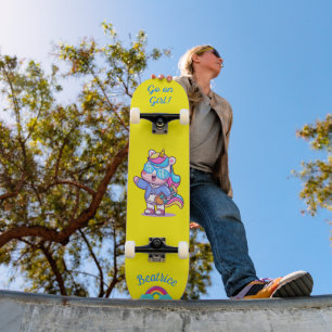 Unicorn on skateboard with personalised captions