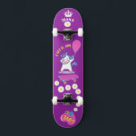 Unicorn on skateboard with personalised captions<br><div class="desc">Unicorn on skateboard with personalised captions Unicorn Personalised Skateboard CLICK on PERSONALIZE TEMPLATE OPTION AND ENTER the NAME. you can also custom other captions. Cool skateboard designed with vivid colours and for the background and a funky unicorn riding a skateboard. This Skateboard makes a great gift idea for a unicorn...</div>