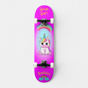 Unicorn on skateboard with personalised captions
