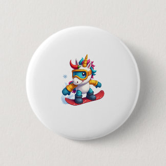 Unicorn on Snowboard - Funny Ski and Wintersports  6 Cm Round Badge