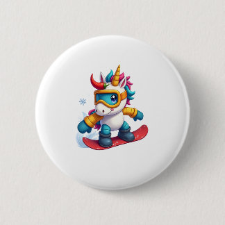 Unicorn on Snowboard - Funny Ski and Wintersports  6 Cm Round Badge