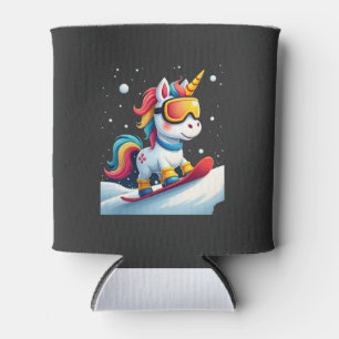 Unicorn on Snowboard - Funny Ski and Wintersports Can Cooler