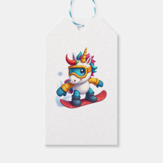 Unicorn on Snowboard - Funny Ski and Wintersports  Gift Tags