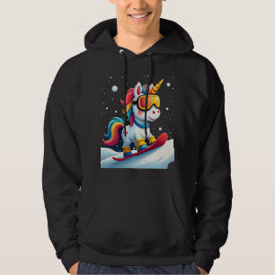Unicorn on Snowboard - Funny Ski and Wintersports Hoodie