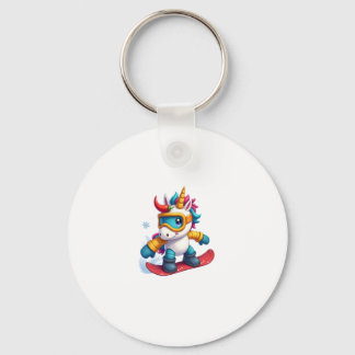 Unicorn on Snowboard - Funny Ski and Wintersports  Key Ring