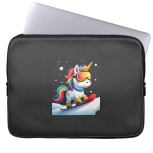 Unicorn on Snowboard - Funny Ski and Wintersports Laptop Sleeve