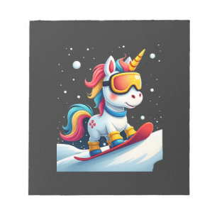 Unicorn on Snowboard - Funny Ski and Wintersports Notepad